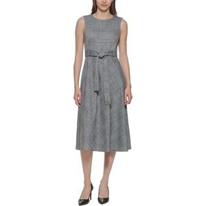 Calvin Klein plaid belted fit and flare dress!